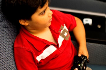 Boy playing video games in infusionarium