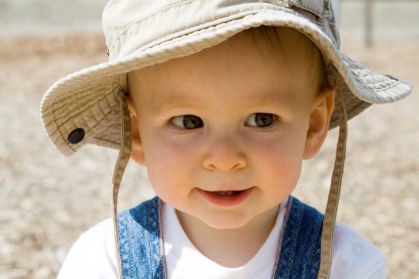 Baby wearing a sunhat