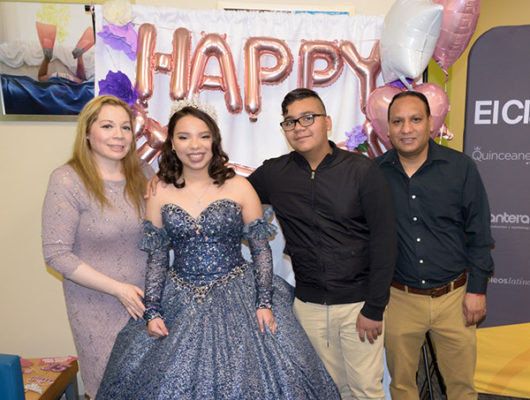 Jennifer and her family at her quinceañera at CHOC