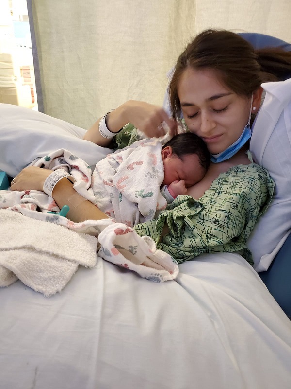 Jennifer and Anaya in the hospital after Anaya was born.