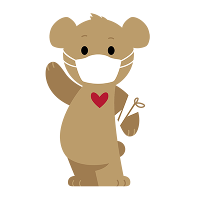 Choco bear icon wearing a mask and waving