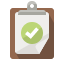 Icon of a clipboard with a checkmark