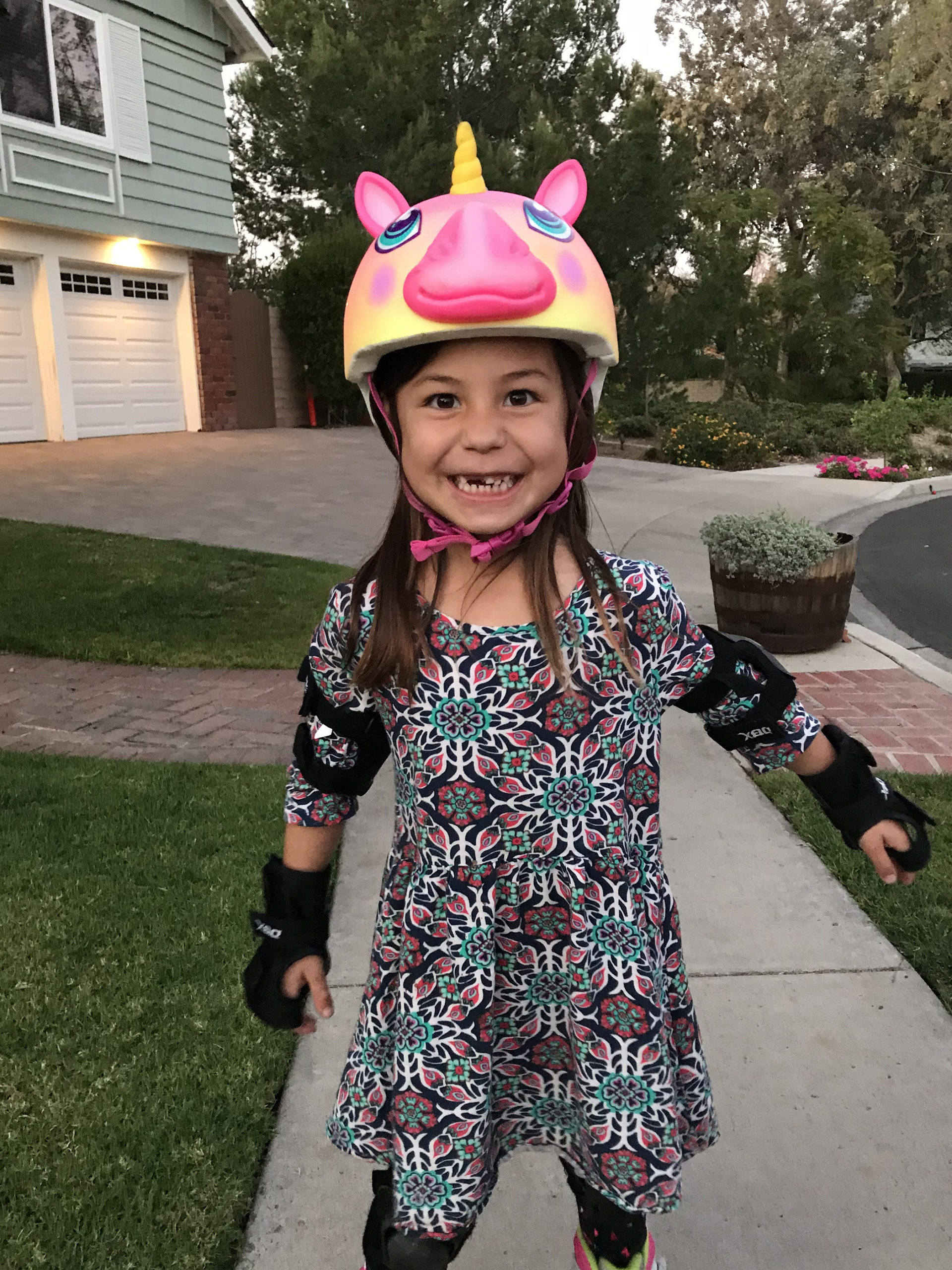 CHOC patient Taylor rollerblading in her neighborhood