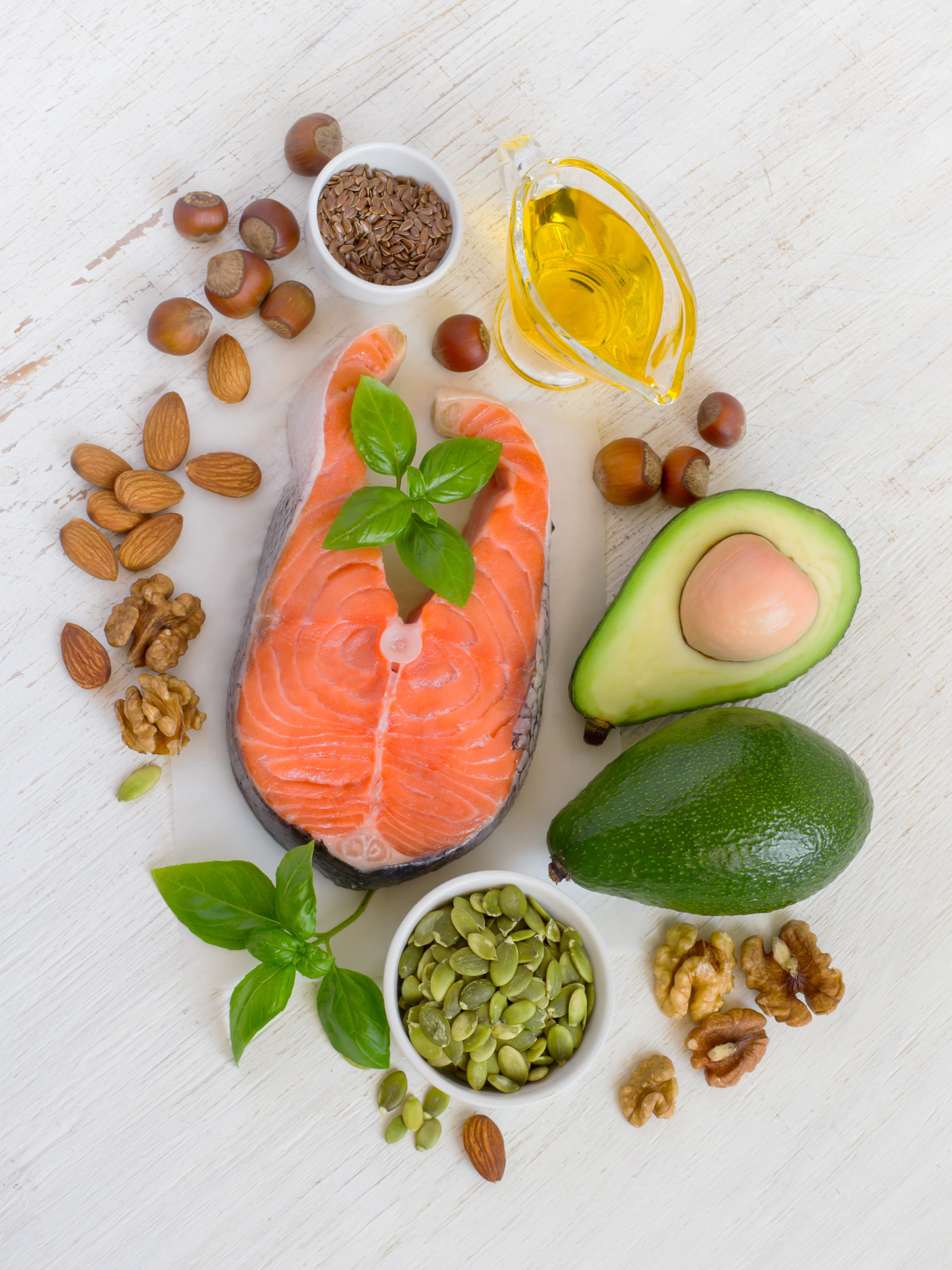 collection of Food sources of omega 3 and healthy fats