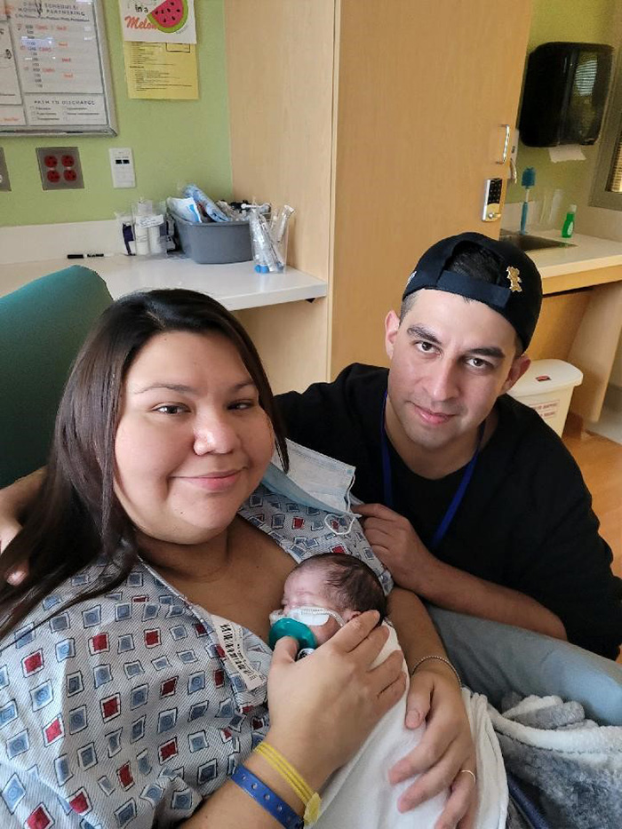 Liza and Ray Soto with their newborn son Freddy at CHOC Hospital