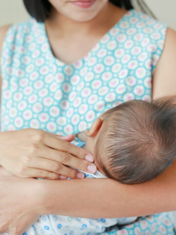 back of baby's head as they breastfeed