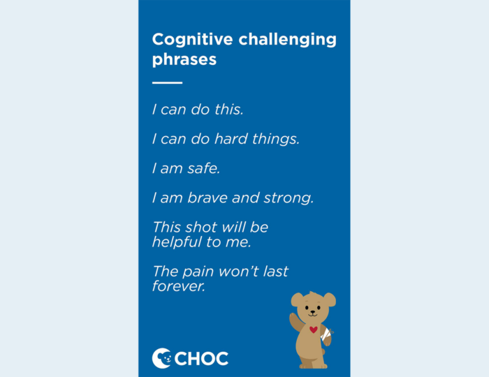  cognitive challenging phrases to help kids with their fear of needles 
