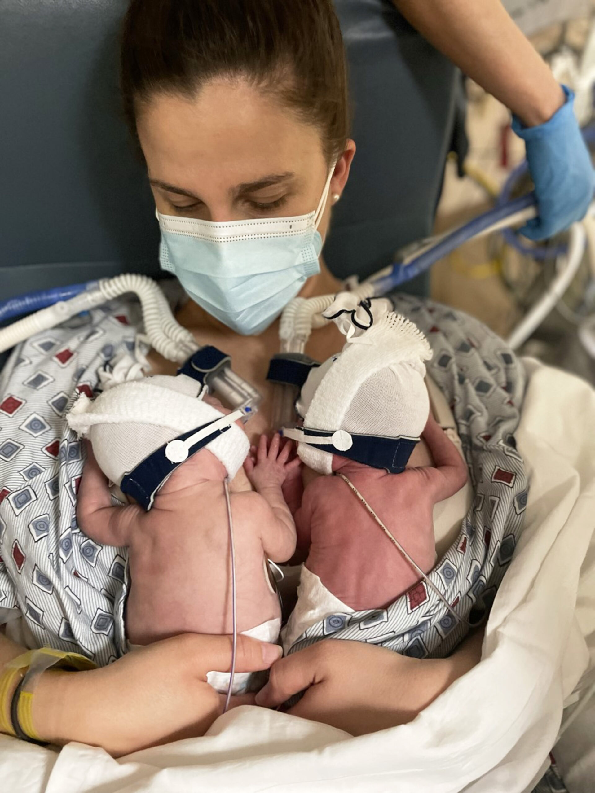 Megan with her twins - Henry and Hugo, born at 22 weeks