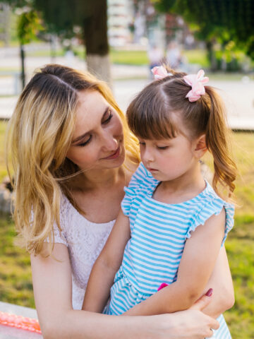 Parents talks to child