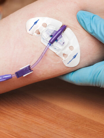 Peripherally Inserted Central Catheter—PICC Giving Medications and Heparin Flush