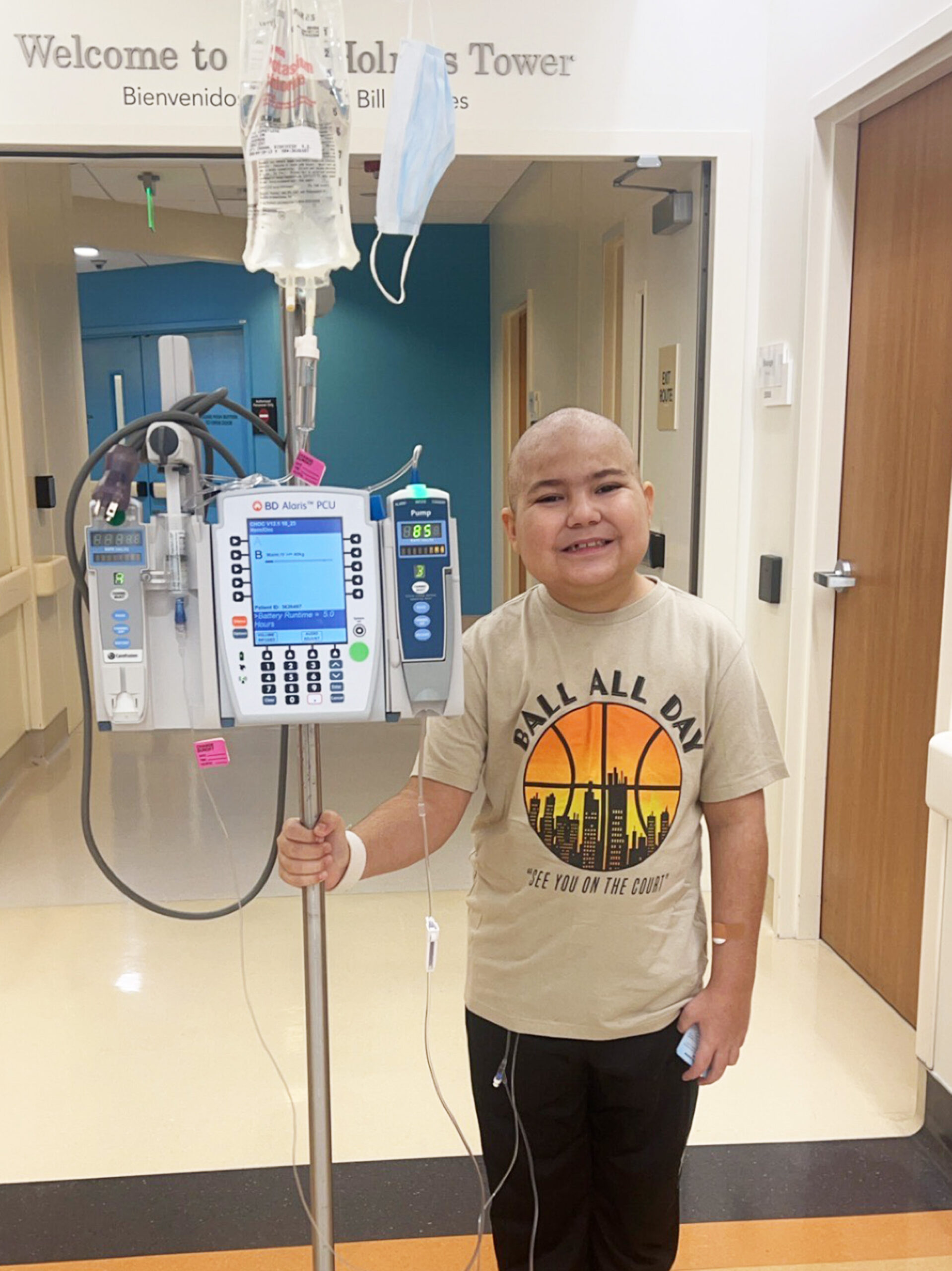 Joshua during cancer treatment at the Hyundai Cancer Institute at CHOC