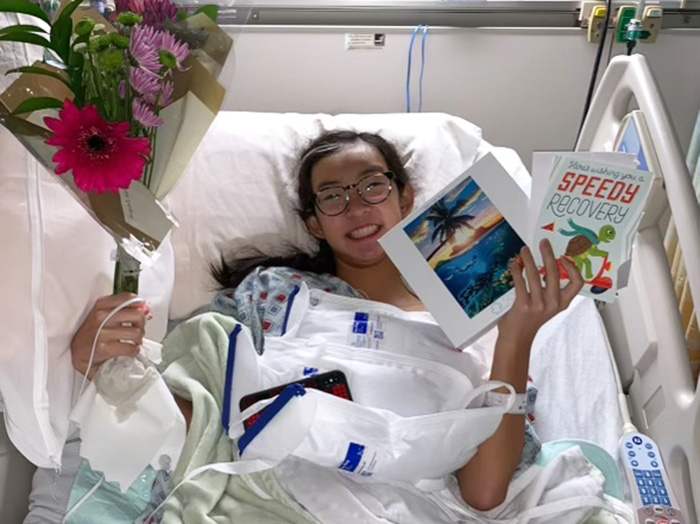 Avery recovers from surgery at CHOC Hospital in Orange