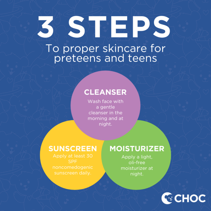 Graphic: 3 steps to proper skincare for preteens and teens 