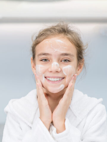 Preteen washes face - skincare routine for preteens and teens