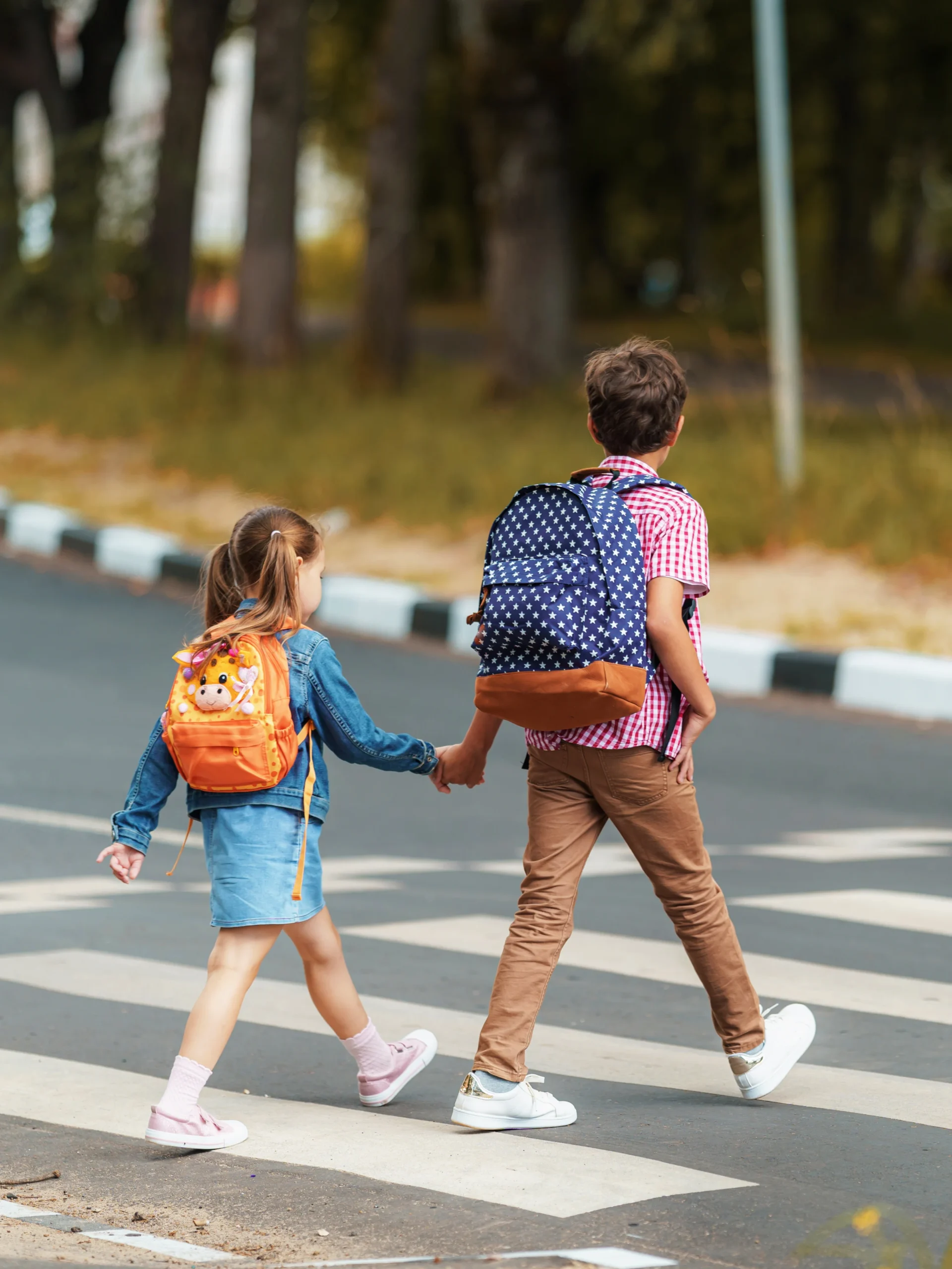 Kids walking across the street