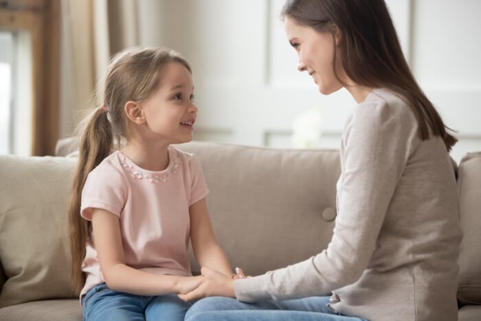 Parent and child talking