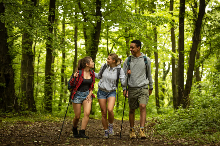 Teens hiking