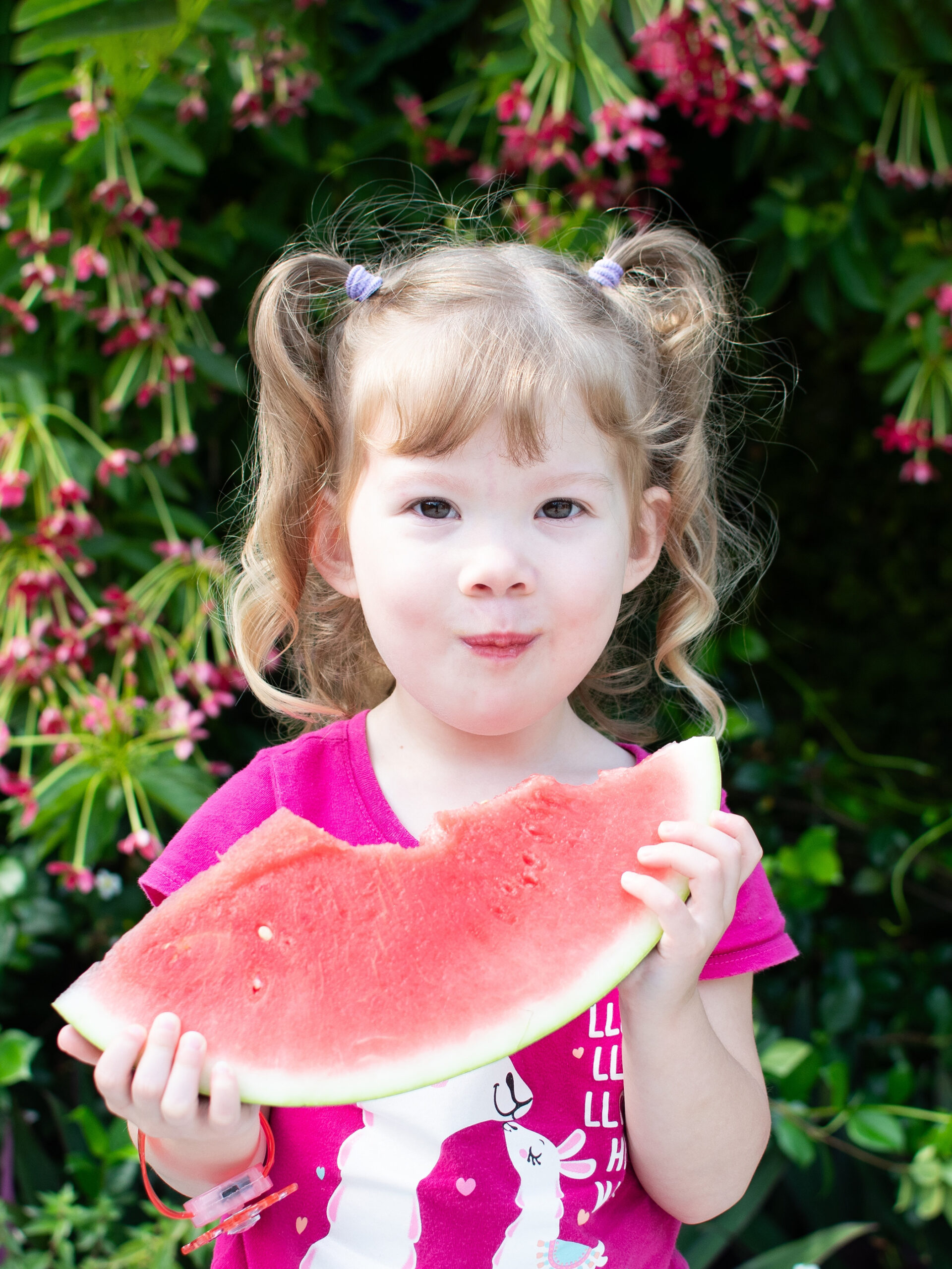 Preschooler eating watermelon