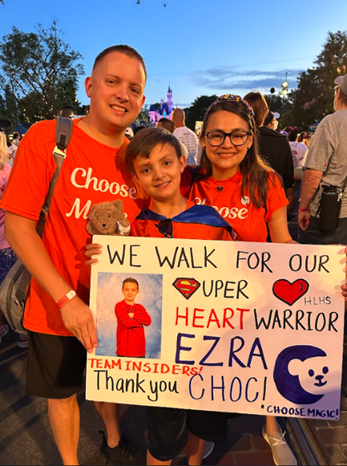 Ezra and his parents, Jayson and Yadalle, taking part in CHOC Walk.