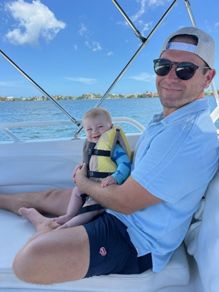 Baby Meyer with his dad, Cooper.