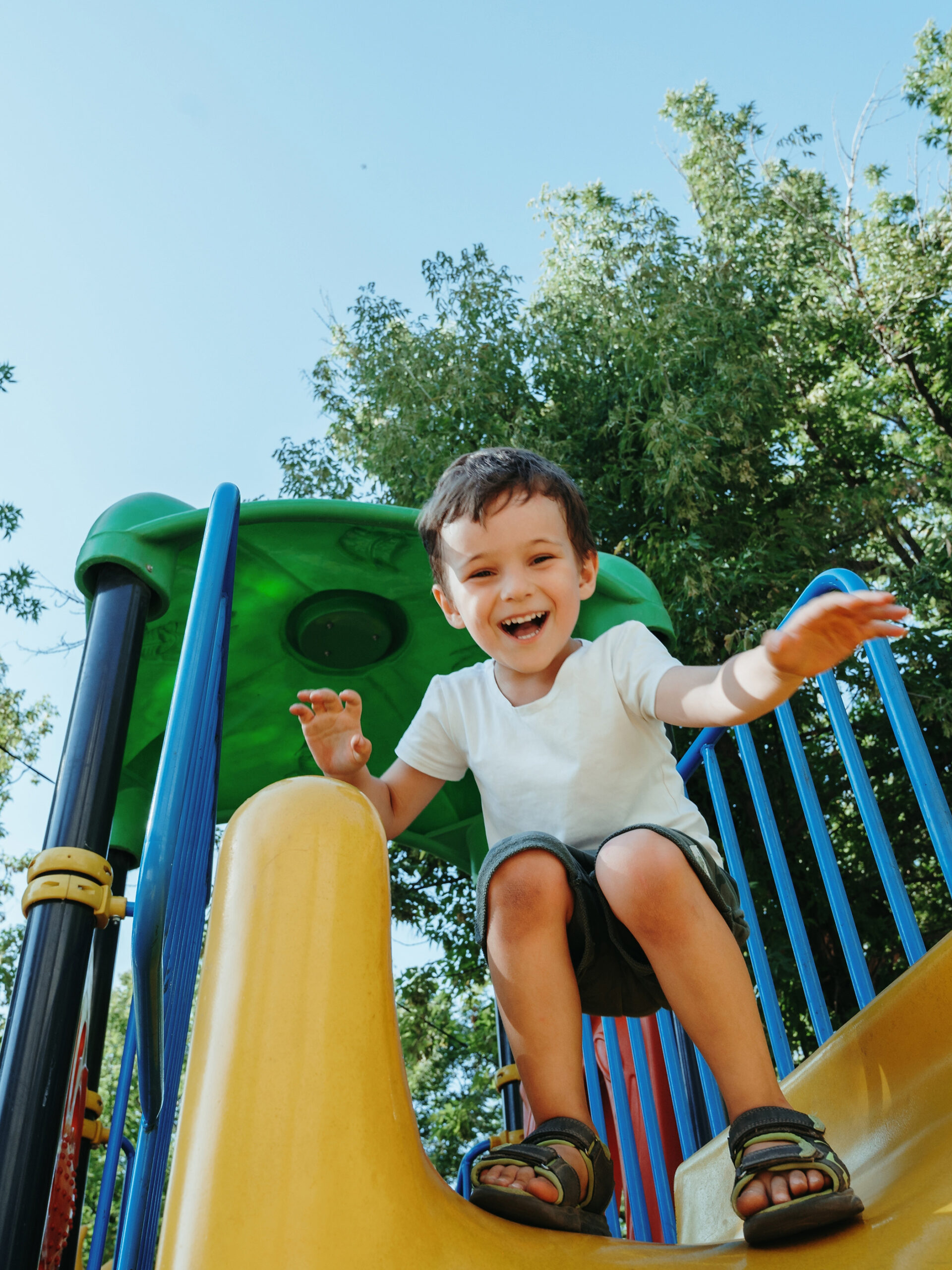 happy child on slide