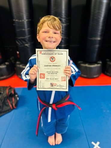 Easton is passionate about karate and is on the brink of earning his black belt.