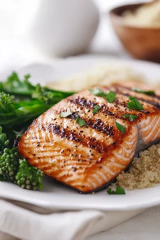 Seared Salmon with Broccoli Rabe & Quinoa