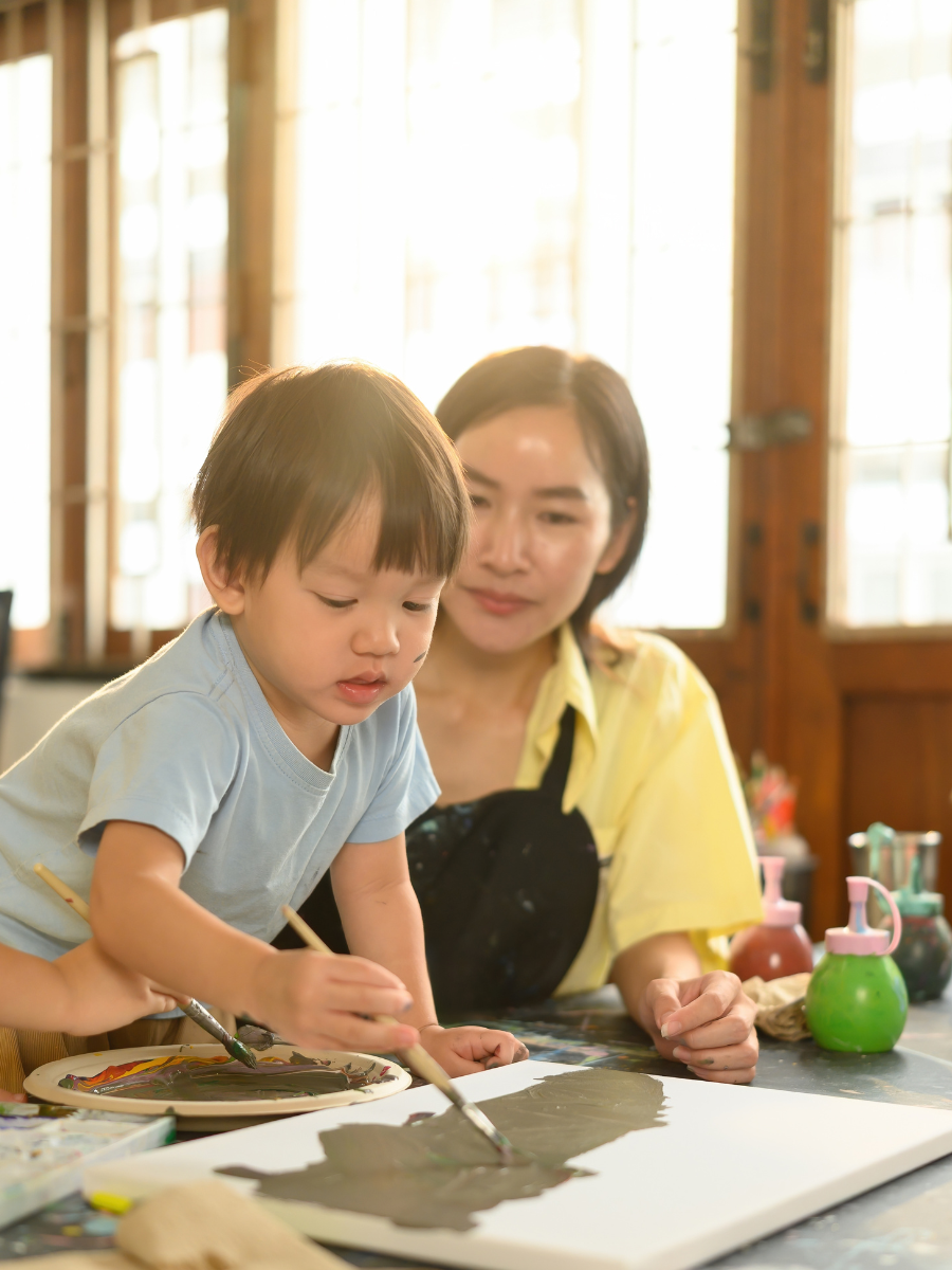 arts and crafts and reading are some of the simple activities to help your child relax