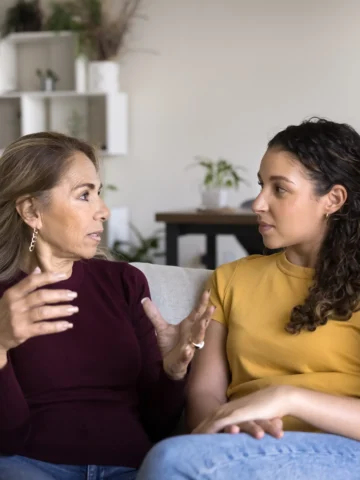 mother and daughter talking